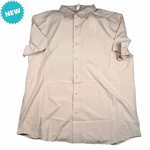 Stylus Shirt Men's Size XL Lot of 2 Short Sleeve Button Up Peach & Charcoal NEW - Picture 2 of 7